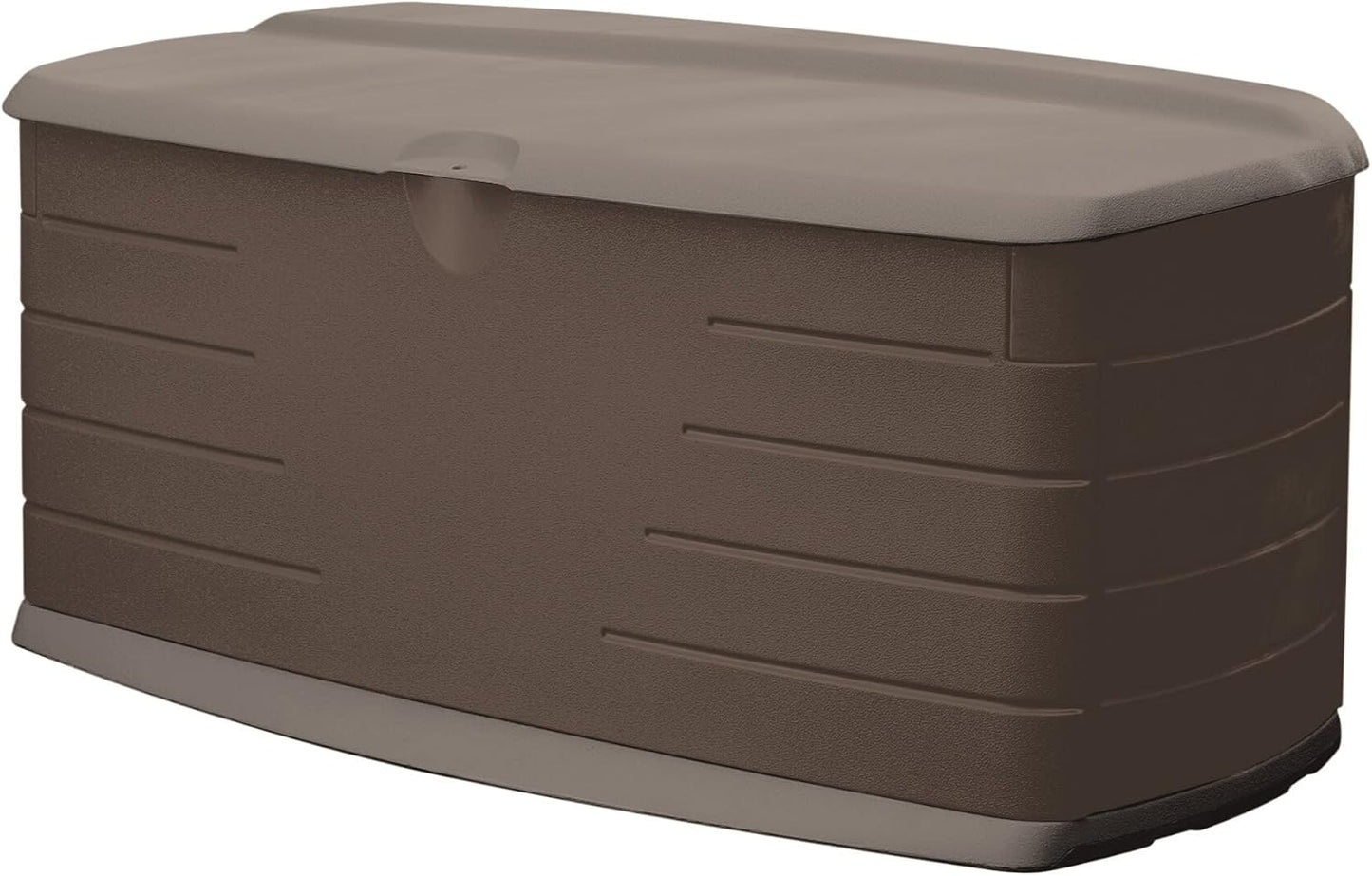 Rubbermaid Medium Resin Outdoor Storage Deck Box (73 Gal), Weather Resistant, Brown, Deck Organization for Home/Backyard/Pool Chemicals/Toys/Garden Tools/Porch/Patio Cushions