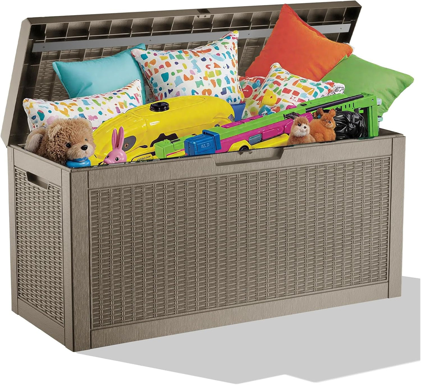 31 Gallon Outdoor Storage Box - Waterproof Resin Deck Box for Indoor & Outdoor Use, Lockable & UV Resistant Storage Bin for Package Delivery, Patio Cushions, Gardening Tools - Grey