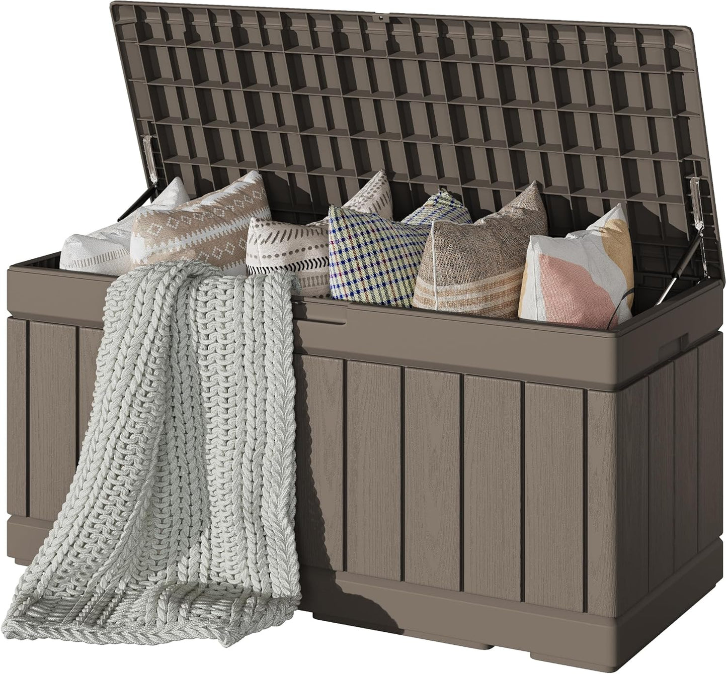 Devoko 30 Gallon Resin Deck Box Outdoor Indoor Waterproof Storage Box for Patio Furniture Pool Accessories Storage for Cushion Garden Tools (30 Gallon, Black)