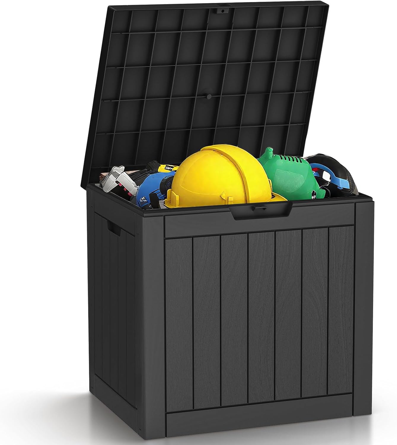 31 Gallon Outdoor Storage Box - Waterproof Resin Deck Box for Indoor & Outdoor Use, Lockable & UV Resistant Storage Bin for Package Delivery, Patio Cushions, Gardening Tools - Grey