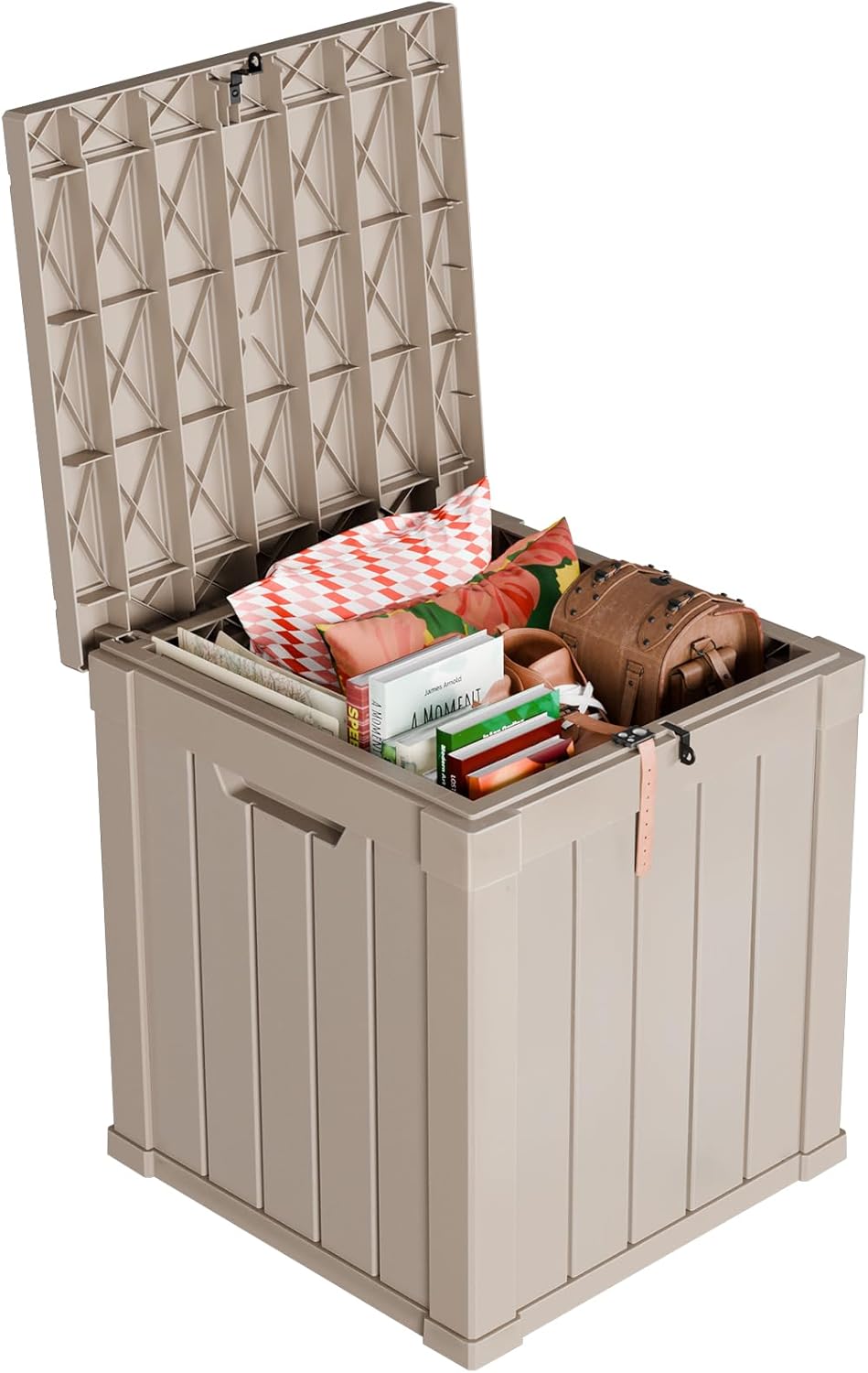 30 Gallon Resin Deck Box,Lockable Outdoor Storage Box for Patio Cushions Storage Furniture,Garden Tools,Pool Supplies, Weatherproof and UV Resistant- Black