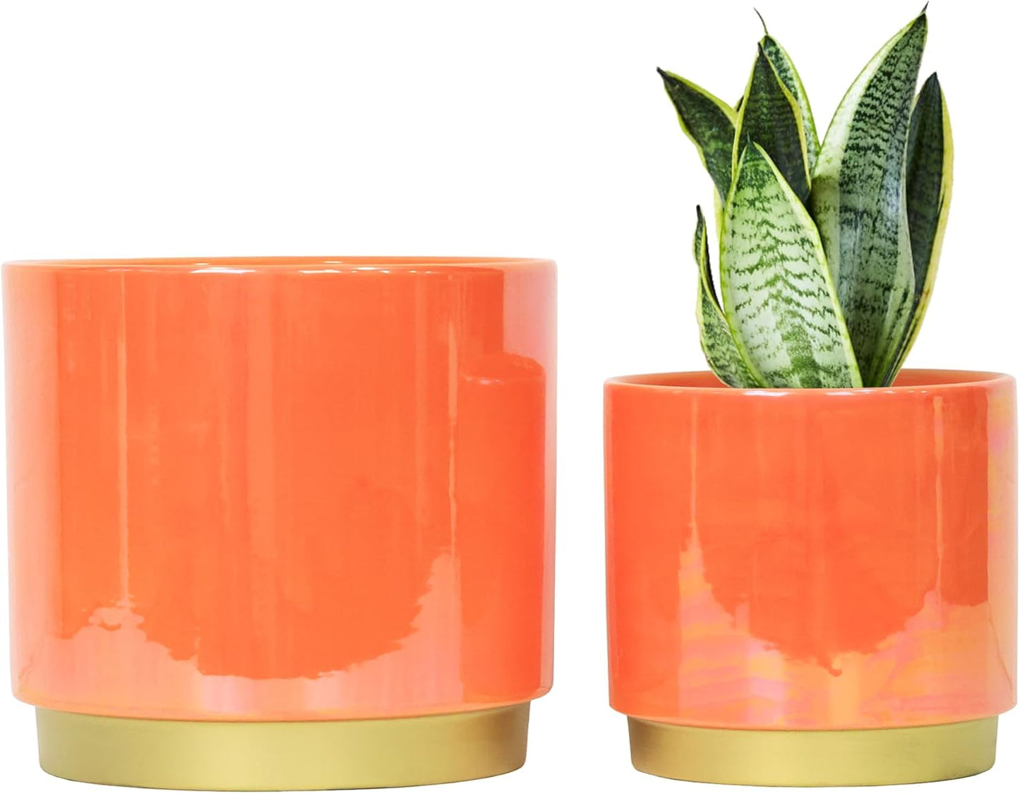 Gepege Ceramic Indoor Pots for Plants, Rainbow Pearl Glaze Planter with Drainage Hole, 6.0 inch+5.0 Inch+4.0 Inch. Orchid Flower Pots