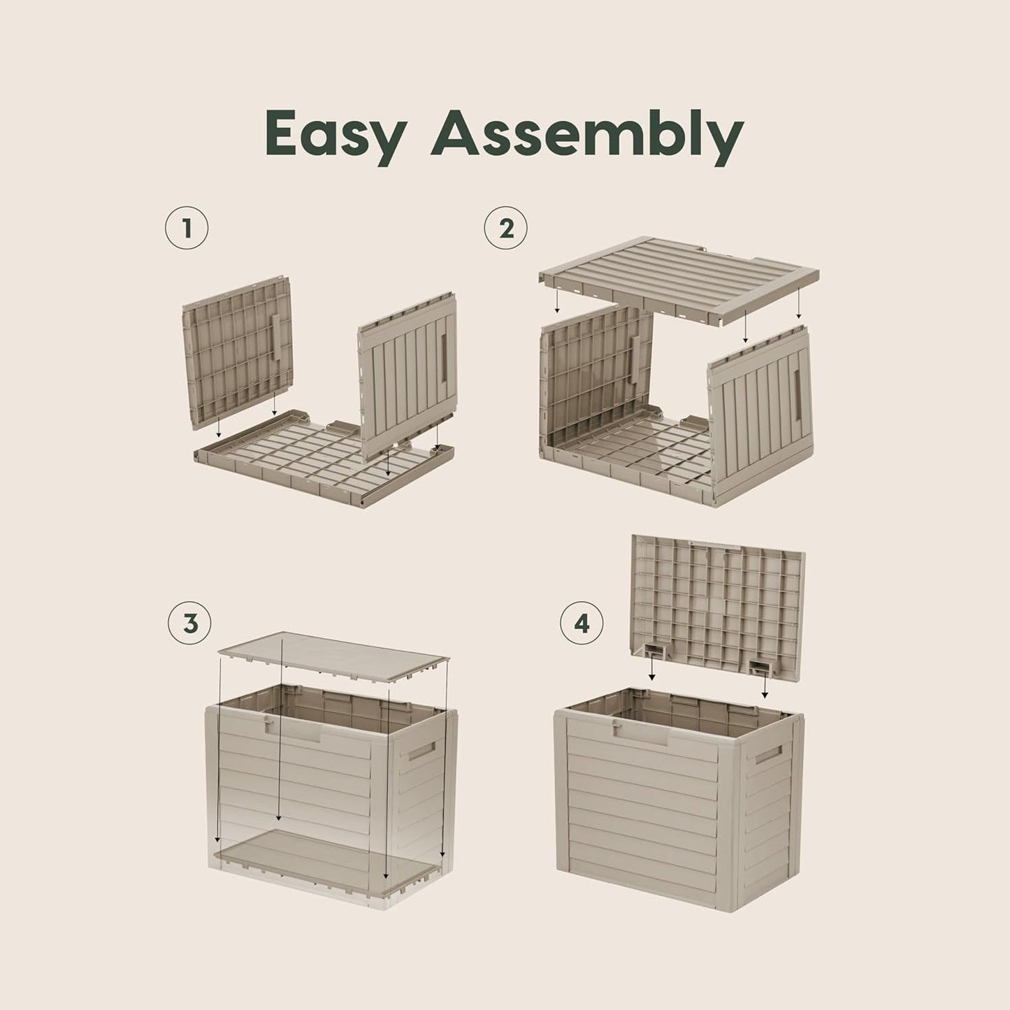 IRIS USA 35-Gallon Outdoor Deck Storage Box, Lockable & UV-Protected, Weather-Resistant Patio Storage for Cushions, Garden Tools & Packages, Waterproof Resin, Durable & Stylish Design - Beige