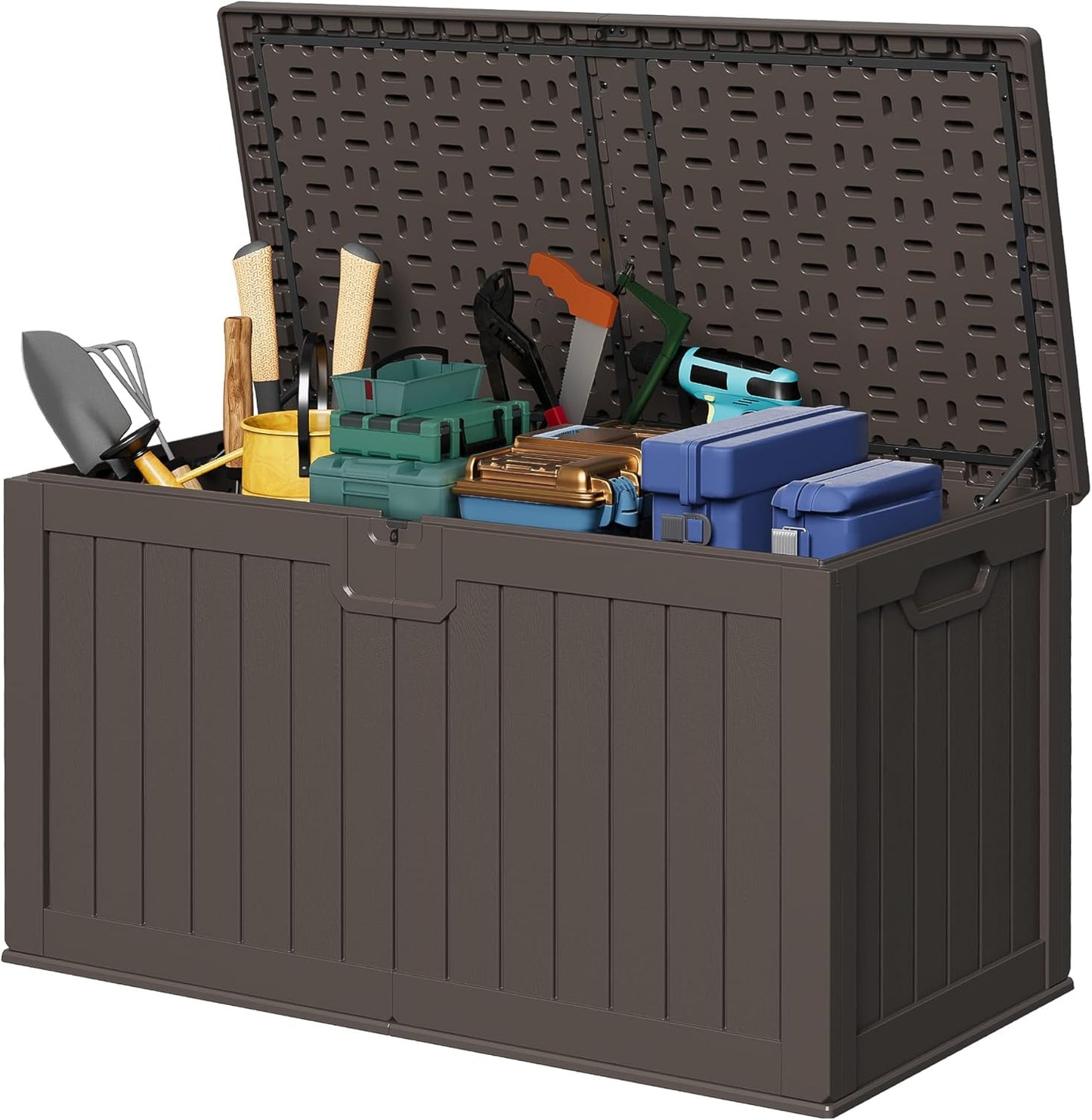 Devoko 30 Gallon Resin Deck Box Outdoor Indoor Waterproof Storage Box for Patio Furniture Pool Accessories Storage for Cushion Garden Tools (30 Gallon, Black)