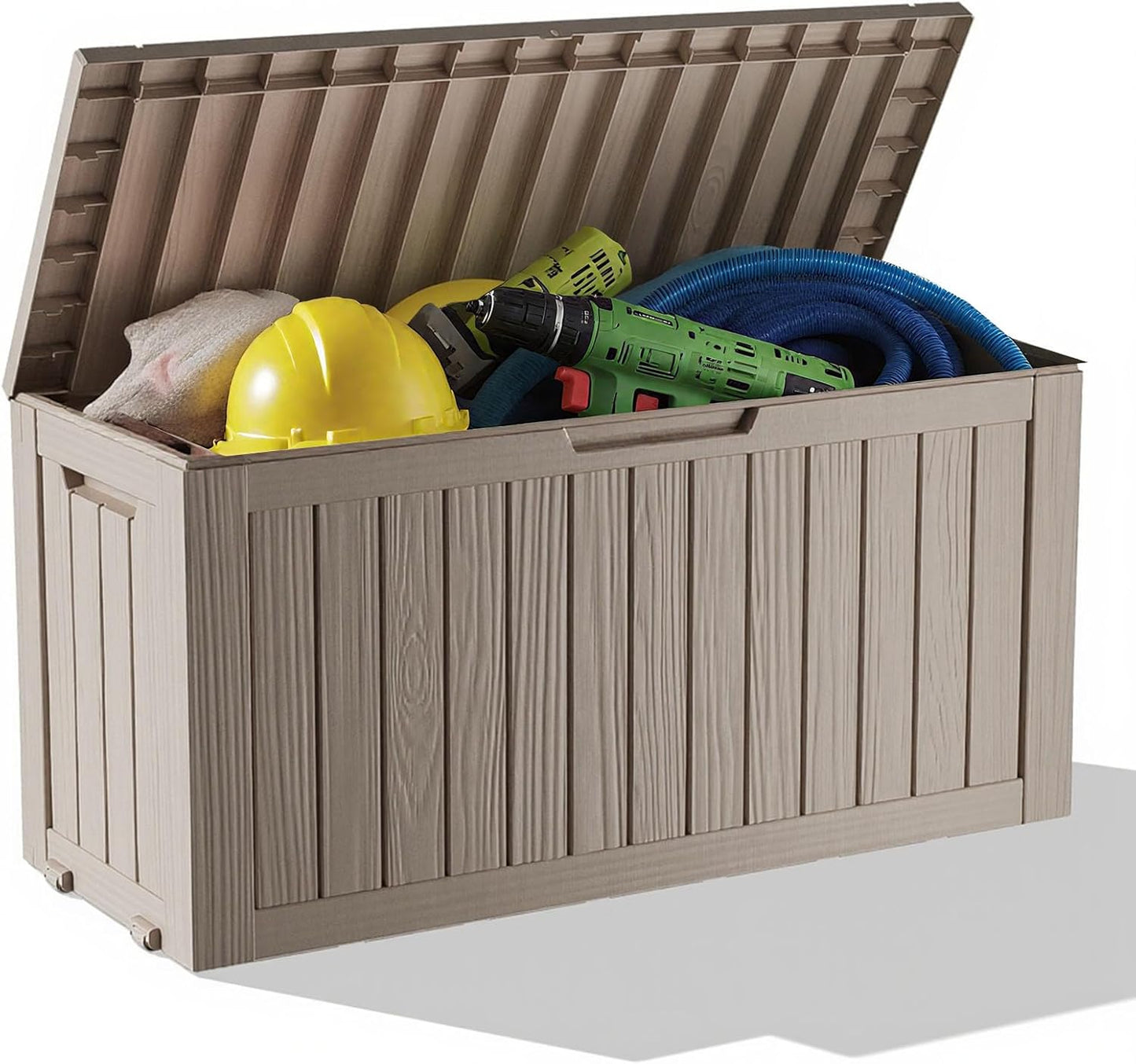 31 Gallon Outdoor Storage Box - Waterproof Resin Deck Box for Indoor & Outdoor Use, Lockable & UV Resistant Storage Bin for Package Delivery, Patio Cushions, Gardening Tools - Grey