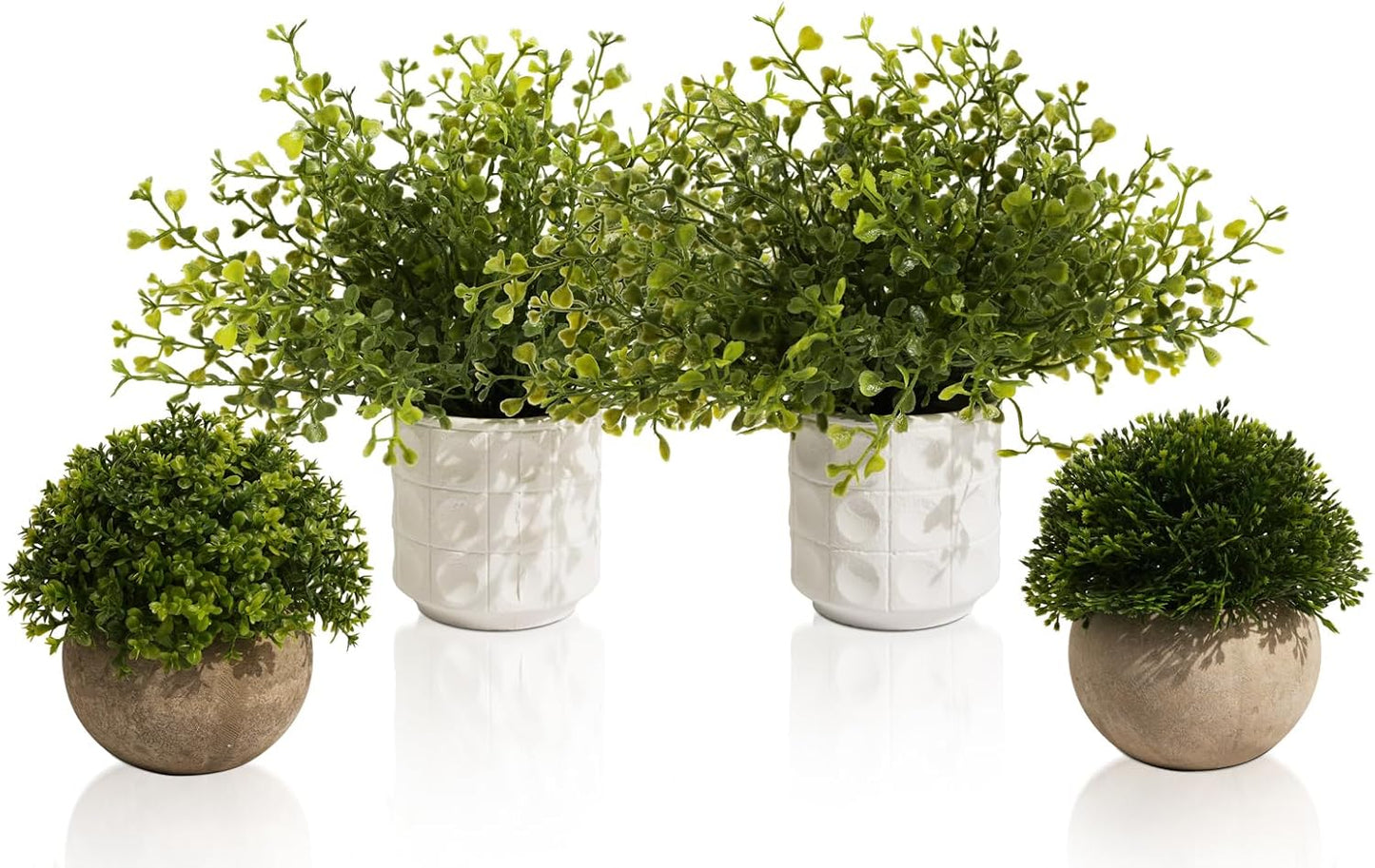 4 Pack Small Fake Plants, Artificial Plants Indoor for Home Decor, Small Faux Plants Indoor, Fake Plants in White Pot for Bathroom Bedroom Kitchen Office Farmhouse Room Shelf Decor