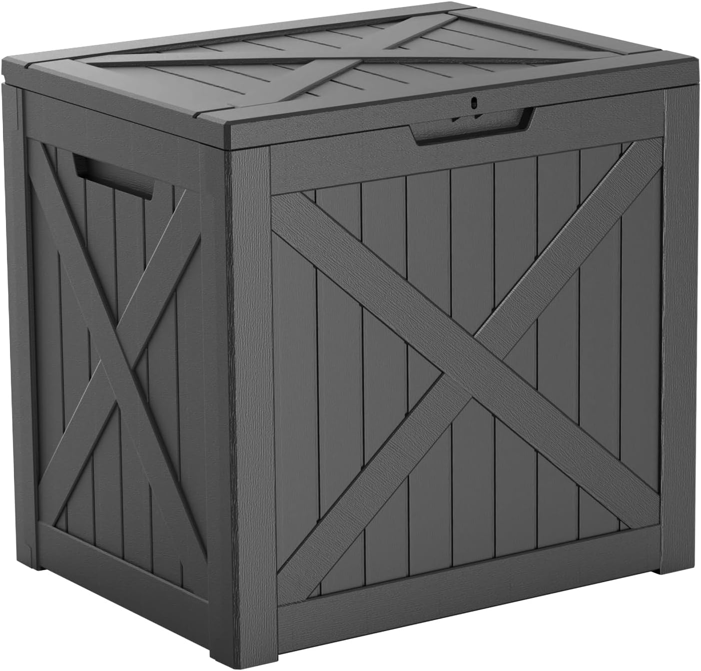 30 Gallon Resin Deck Box,Lockable Outdoor Storage Box for Patio Cushions Storage Furniture,Garden Tools,Pool Supplies, Weatherproof and UV Resistant- Black