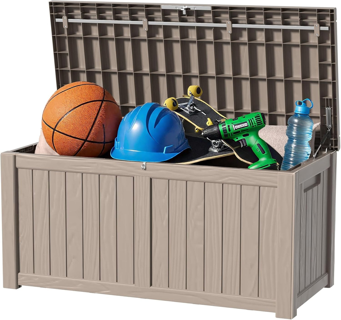 31 Gallon Outdoor Storage Box - Waterproof Resin Deck Box for Indoor & Outdoor Use, Lockable & UV Resistant Storage Bin for Package Delivery, Patio Cushions, Gardening Tools - Grey