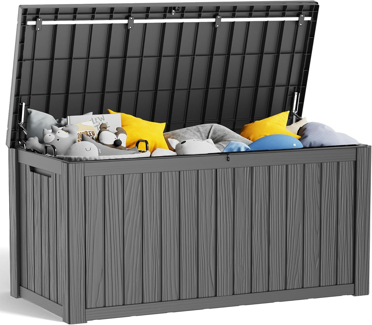 30 Gallon Resin Deck Box,Lockable Outdoor Storage Box for Patio Cushions Storage Furniture,Garden Tools,Pool Supplies, Weatherproof and UV Resistant- Black