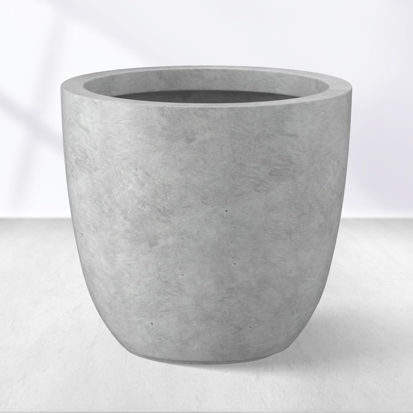 Kante 18 Inch Dia Round Concrete Planter, Indoor Outdoor Large Plant Pot with Drainage Hole and Rubber Plug for Home Patio Garden, Weathered Concrete