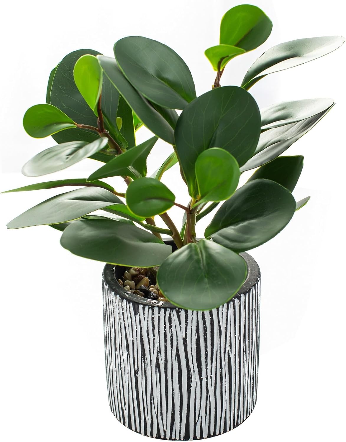 AlphaAcc Artificial Plants Decor Greenery Fake Succulents Indoor Potted Fake Plant with Rustic Black Clay Planter for Farmhouse Room Bathroom Bedroom Kitchen Office Table Desk Decor