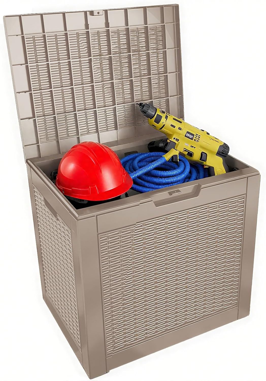 31 Gallon Outdoor Storage Box - Waterproof Resin Deck Box for Indoor & Outdoor Use, Lockable & UV Resistant Storage Bin for Package Delivery, Patio Cushions, Gardening Tools - Grey