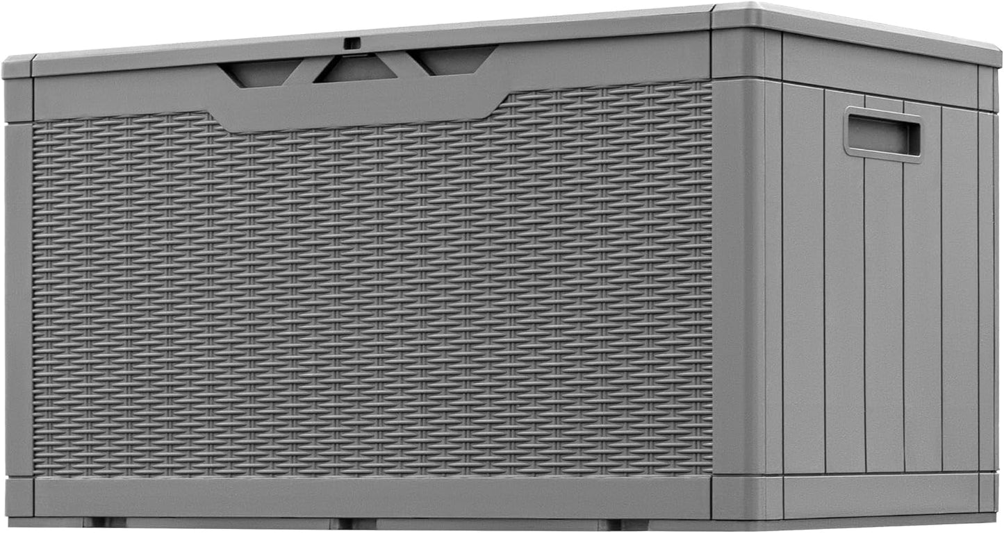 Greesum 82 Gallon Resin Deck Box Large Outdoor Storage for Patio Furniture, Garden Tools, Pool Supplies, Weatherproof and UV Resistant, Lockable, Black