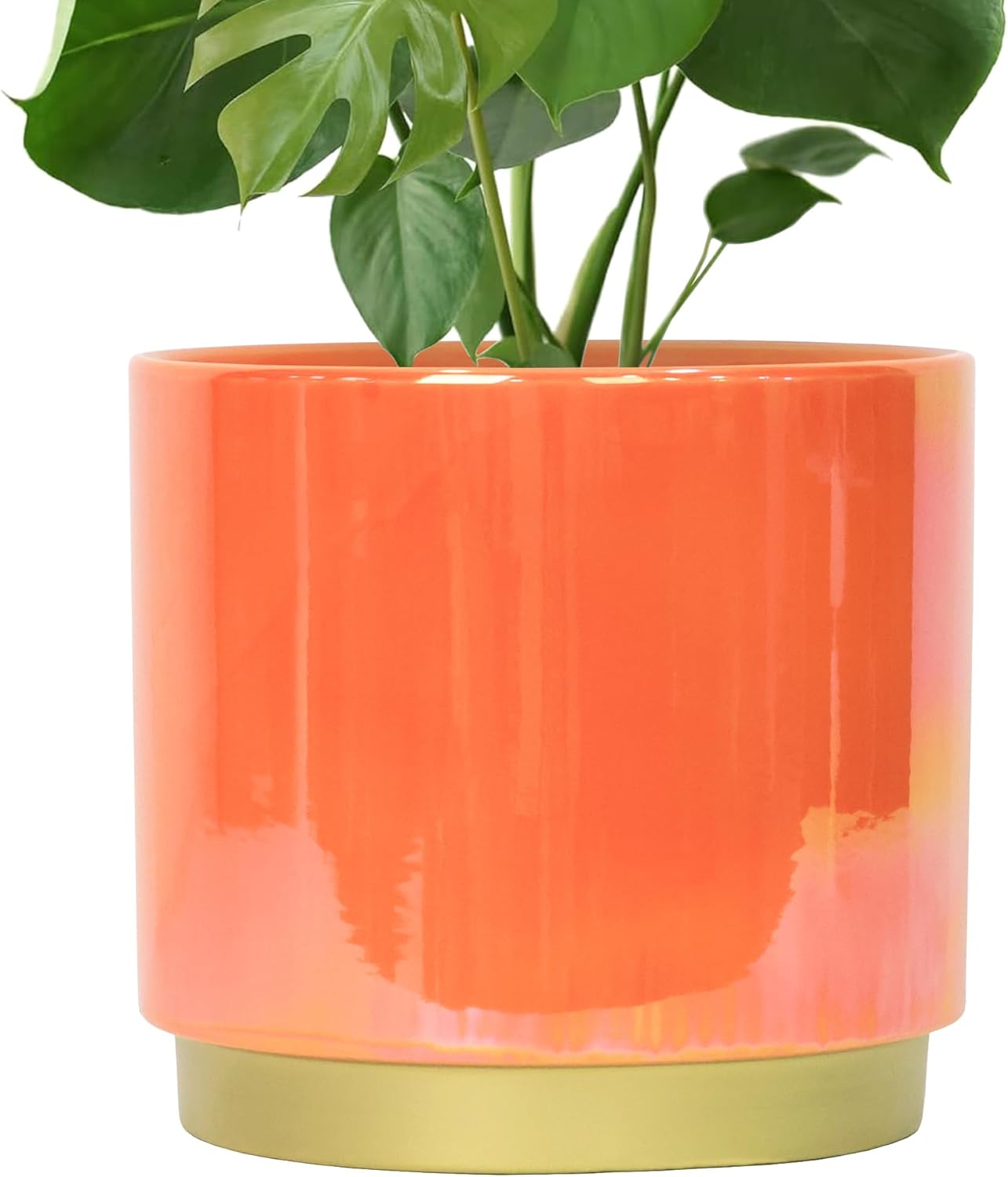 Gepege Ceramic Indoor Pots for Plants, Rainbow Pearl Glaze Planter with Drainage Hole, 6.0 inch+5.0 Inch+4.0 Inch. Orchid Flower Pots