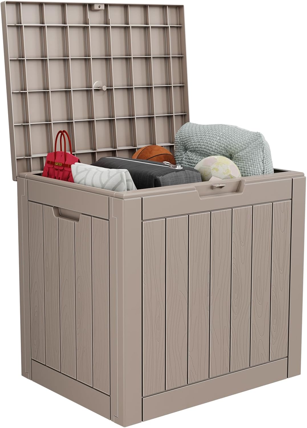 30 Gallon Resin Deck Box,Lockable Outdoor Storage Box for Patio Cushions Storage Furniture,Garden Tools,Pool Supplies, Weatherproof and UV Resistant- Black