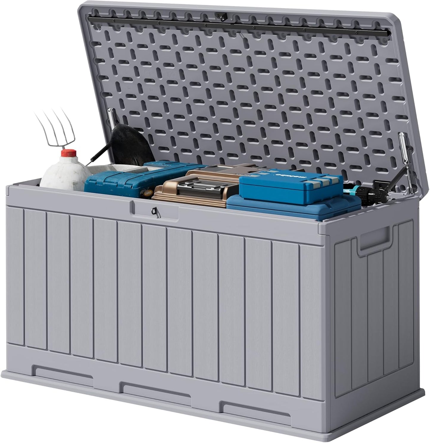 Devoko 30 Gallon Resin Deck Box Outdoor Indoor Waterproof Storage Box for Patio Furniture Pool Accessories Storage for Cushion Garden Tools (30 Gallon, Black)