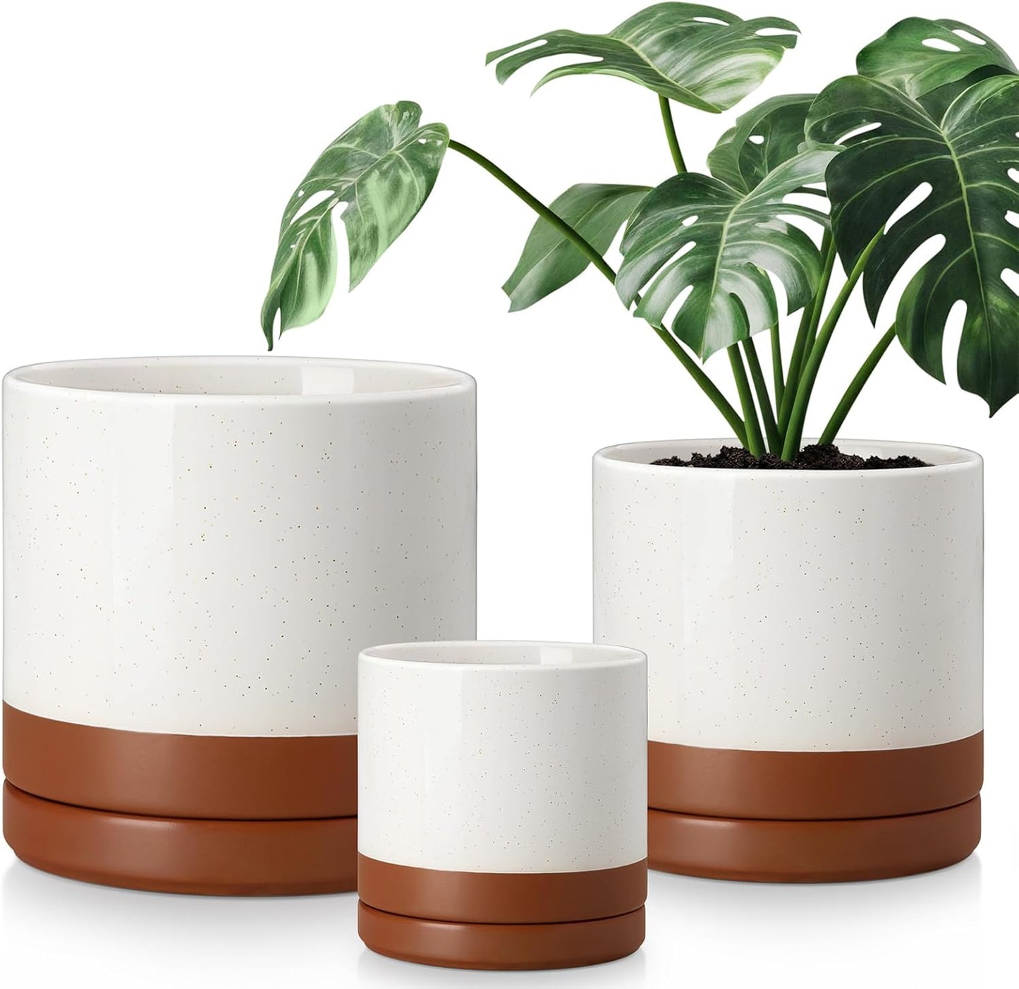 vancasso Ceramic Plant Pots, 6.25 Inch Ceramic Pot for Plants, Planters Pots for Indoor Plants with Drainage Holes, Flower Pot for Indoor House Plant, White