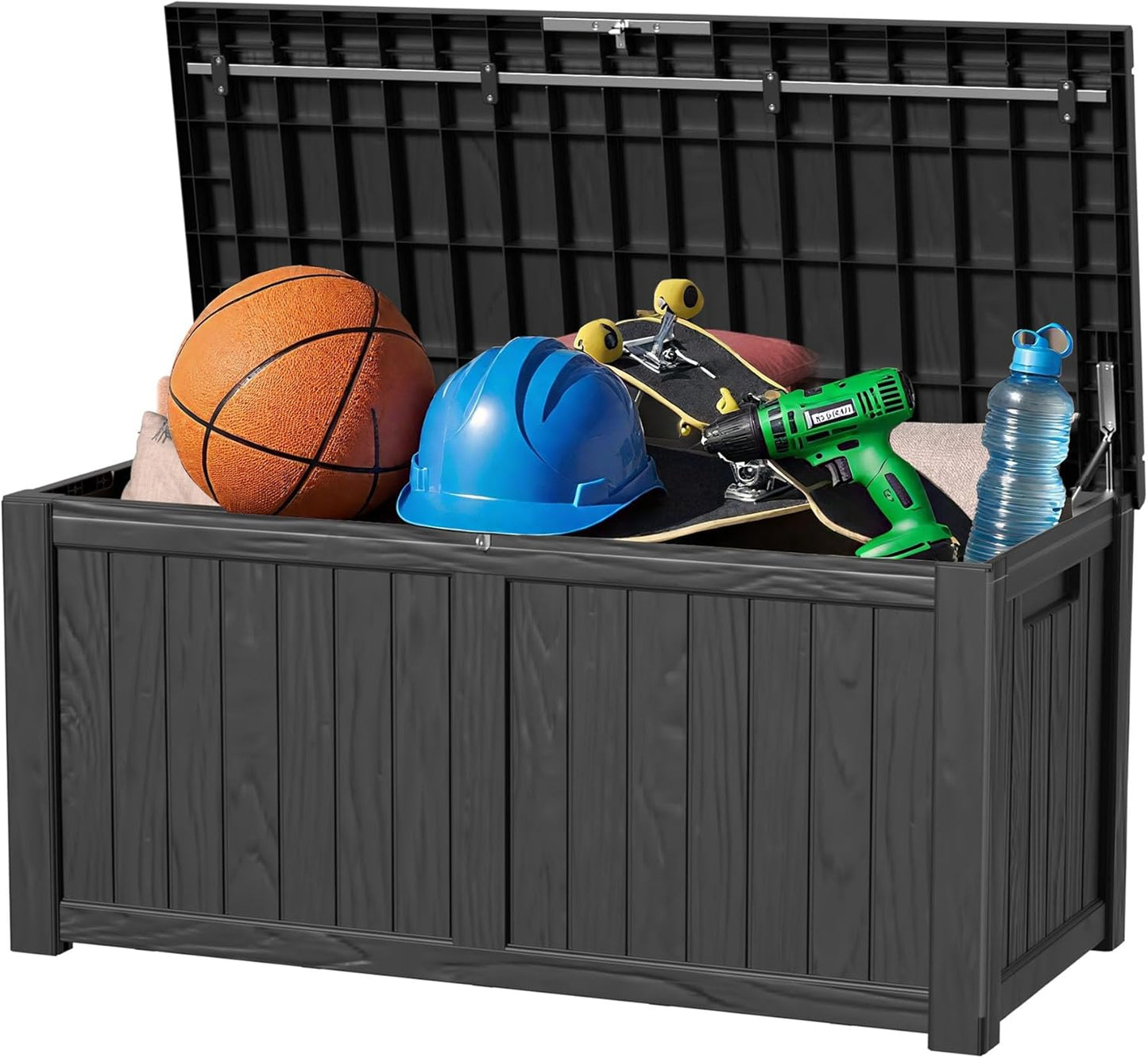 31 Gallon Outdoor Storage Box - Waterproof Resin Deck Box for Indoor & Outdoor Use, Lockable & UV Resistant Storage Bin for Package Delivery, Patio Cushions, Gardening Tools - Grey