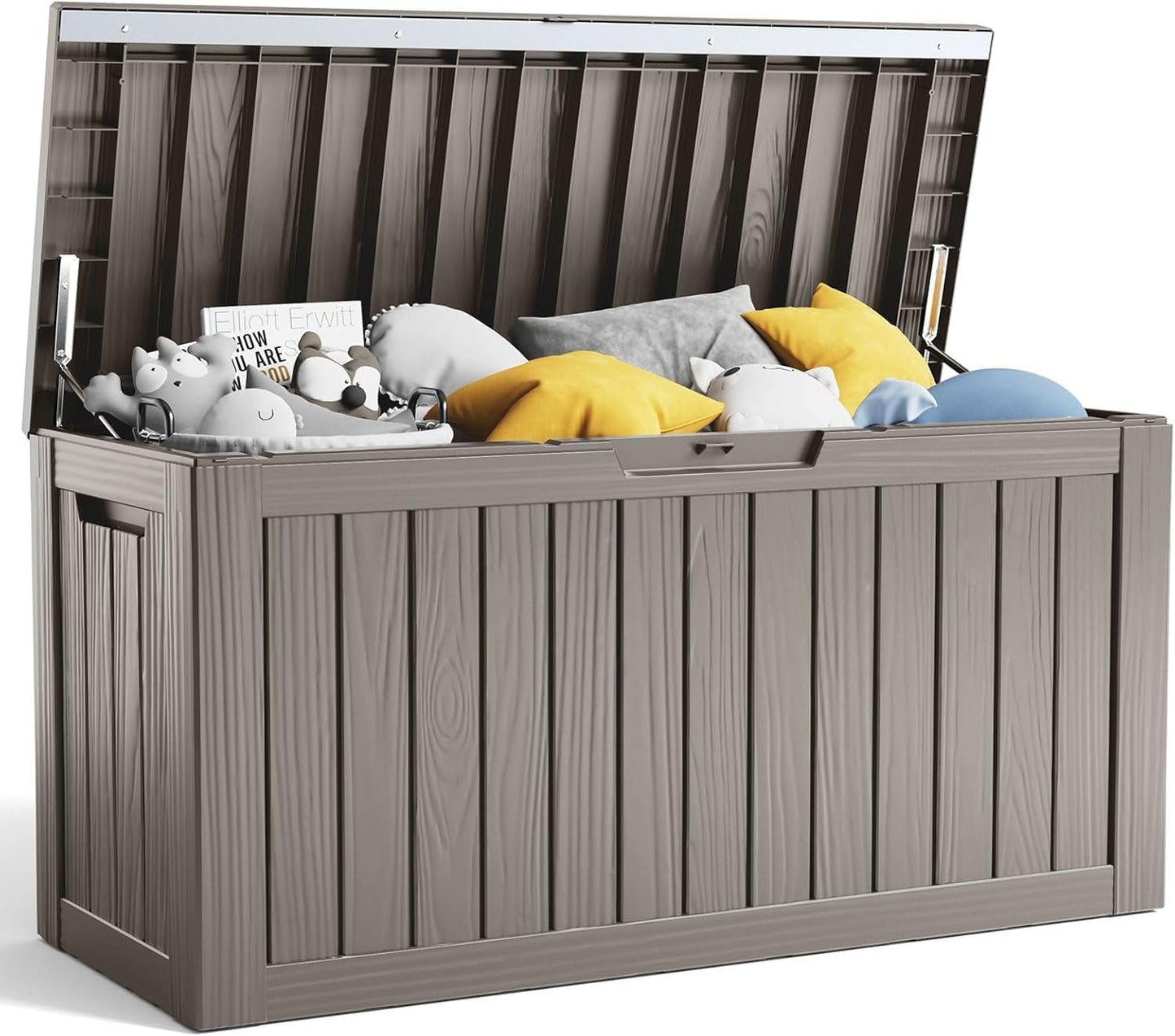 30 Gallon Resin Deck Box,Lockable Outdoor Storage Box for Patio Cushions Storage Furniture,Garden Tools,Pool Supplies, Weatherproof and UV Resistant- Black