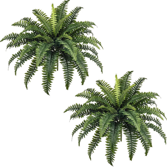 35" Ferns Artificial Bush Plants Large, 2 Artificial Boston Ferns with 39 Fronds for Outdoors Home Decor