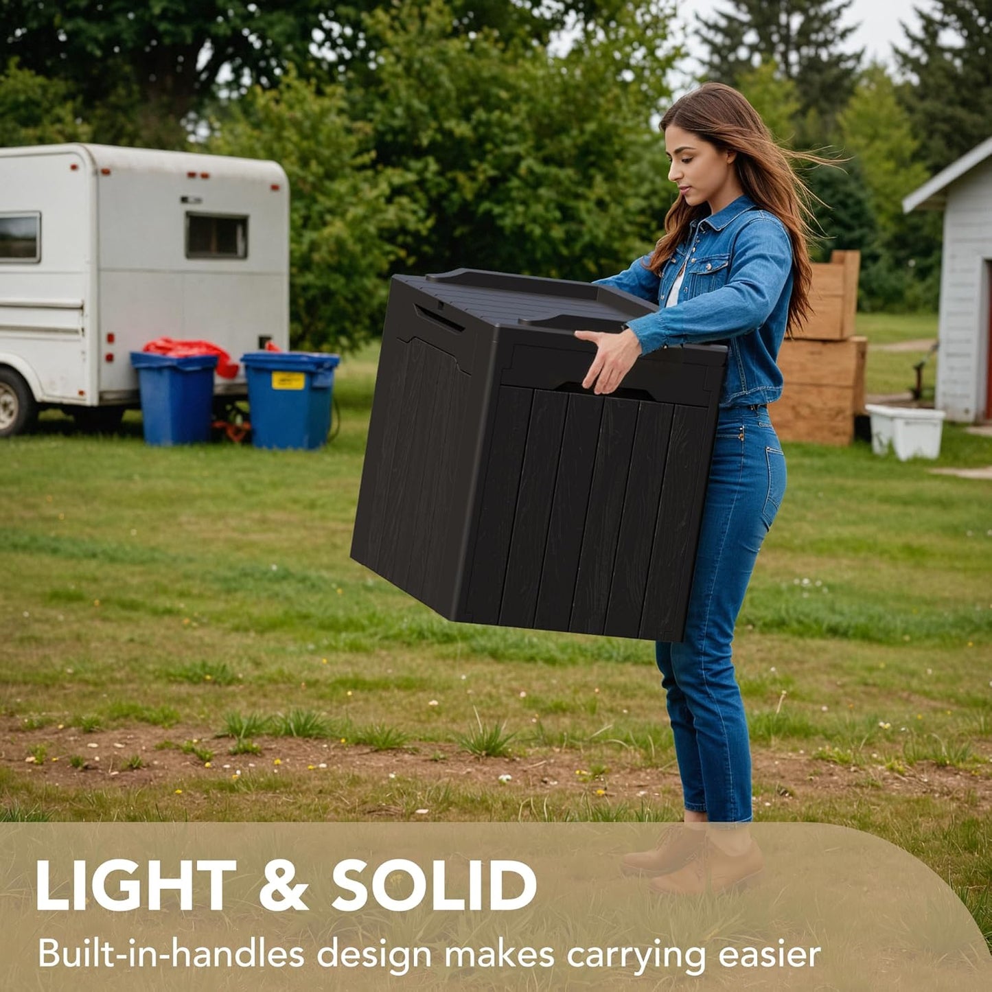 Devoko 30 Gallon Resin Deck Box Outdoor Indoor Waterproof Storage Box for Patio Furniture Pool Accessories Storage for Cushion Garden Tools (30 Gallon, Black)