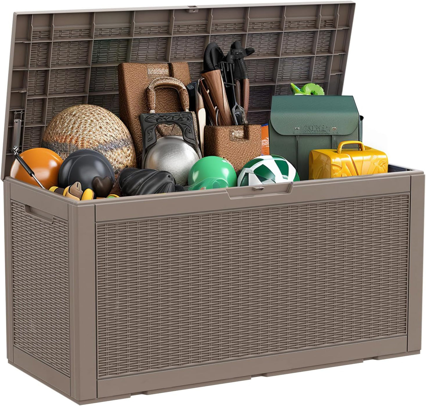 30 Gallon Resin Deck Box,Lockable Outdoor Storage Box for Patio Cushions Storage Furniture,Garden Tools,Pool Supplies, Weatherproof and UV Resistant- Black