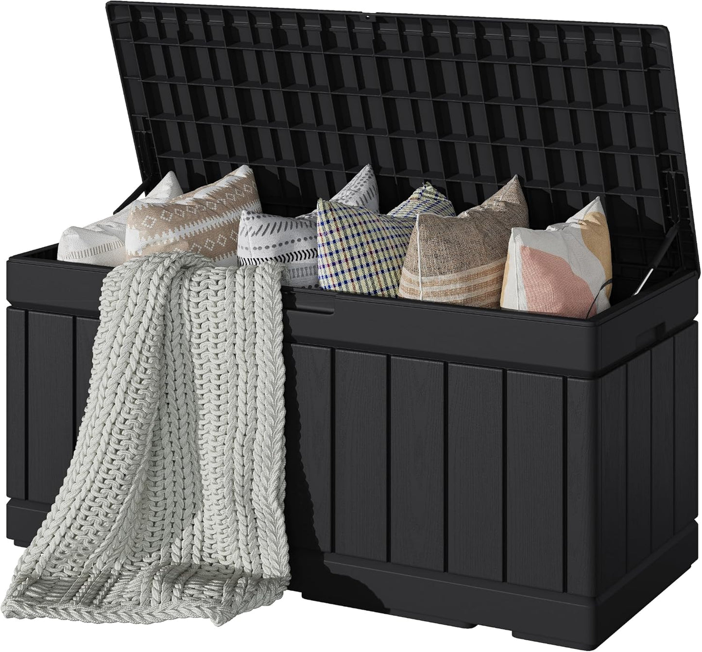 Devoko 30 Gallon Resin Deck Box Outdoor Indoor Waterproof Storage Box for Patio Furniture Pool Accessories Storage for Cushion Garden Tools (30 Gallon, Black)