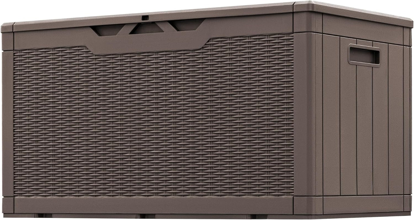 Greesum 82 Gallon Resin Deck Box Large Outdoor Storage for Patio Furniture, Garden Tools, Pool Supplies, Weatherproof and UV Resistant, Lockable, Black