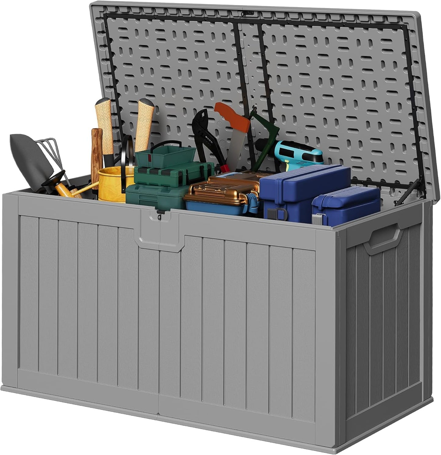 Devoko 30 Gallon Resin Deck Box Outdoor Indoor Waterproof Storage Box for Patio Furniture Pool Accessories Storage for Cushion Garden Tools (30 Gallon, Black)