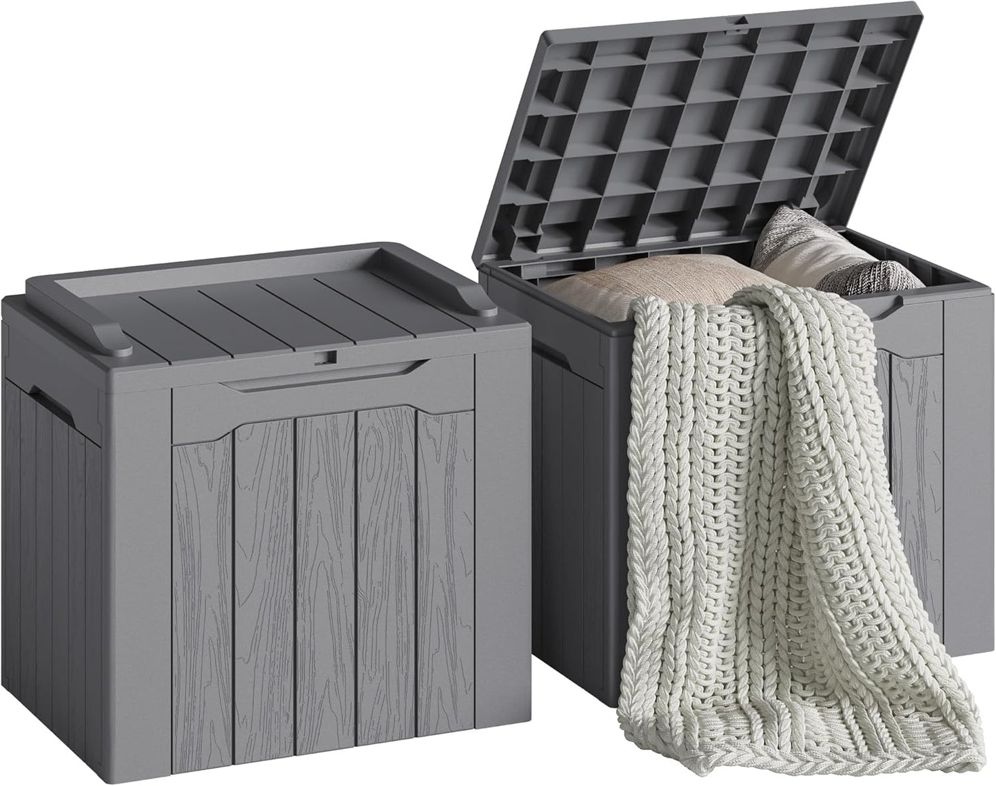 Devoko 30 Gallon Resin Deck Box Outdoor Indoor Waterproof Storage Box for Patio Furniture Pool Accessories Storage for Cushion Garden Tools (30 Gallon, Black)