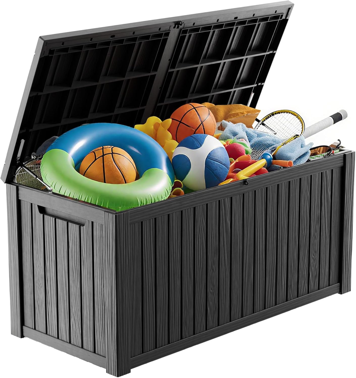 31 Gallon Outdoor Storage Box - Waterproof Resin Deck Box for Indoor & Outdoor Use, Lockable & UV Resistant Storage Bin for Package Delivery, Patio Cushions, Gardening Tools - Grey