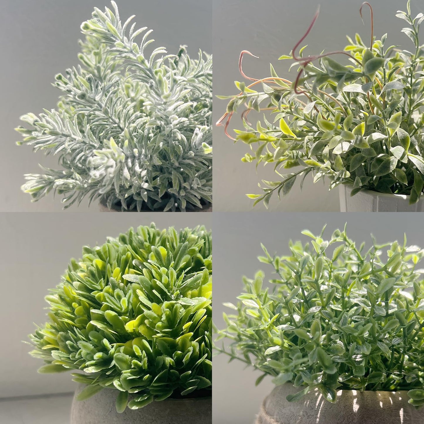 4 Pack Small Fake Plants, Artificial Plants Indoor for Home Decor, Small Faux Plants Indoor, Fake Plants in White Pot for Bathroom Bedroom Kitchen Office Farmhouse Room Shelf Decor