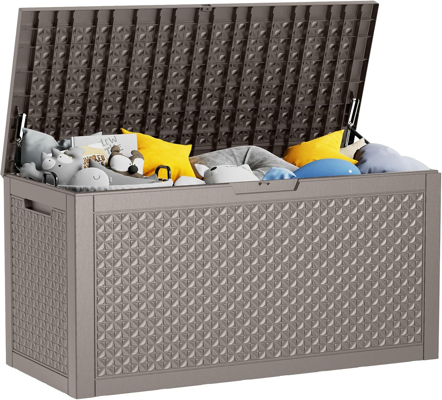 30 Gallon Resin Deck Box,Lockable Outdoor Storage Box for Patio Cushions Storage Furniture,Garden Tools,Pool Supplies, Weatherproof and UV Resistant- Black