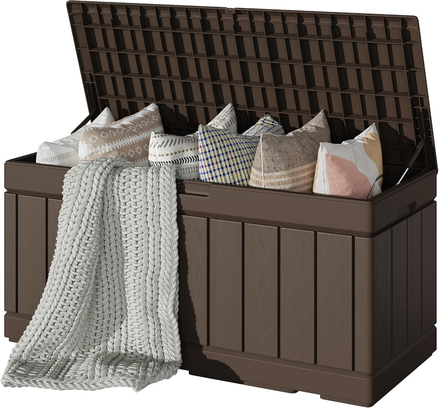 Devoko 30 Gallon Resin Deck Box Outdoor Indoor Waterproof Storage Box for Patio Furniture Pool Accessories Storage for Cushion Garden Tools (30 Gallon, Black)