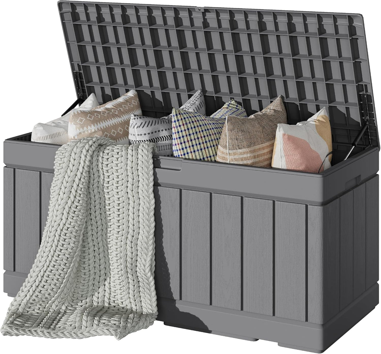 Devoko 30 Gallon Resin Deck Box Outdoor Indoor Waterproof Storage Box for Patio Furniture Pool Accessories Storage for Cushion Garden Tools (30 Gallon, Black)